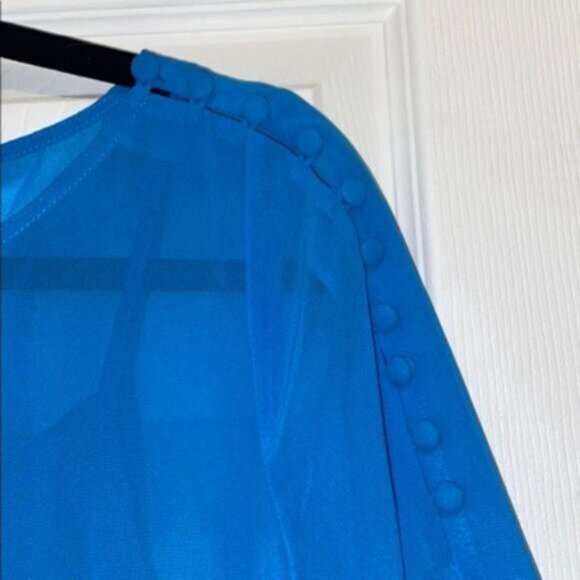 NWT Bright Blue Drop Waist Bell Sleeve LOFT - Picture 5 of 5